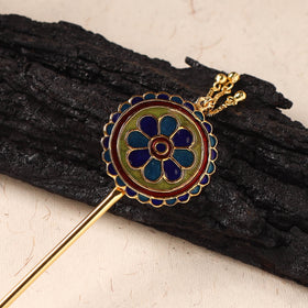 Handcrafted Paka Meenakari Metal Juda Pin 24