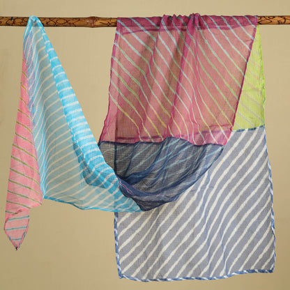 Leheriya Tie-Dye Patchwork Multicolor Kota Doria Cotton Stole 30