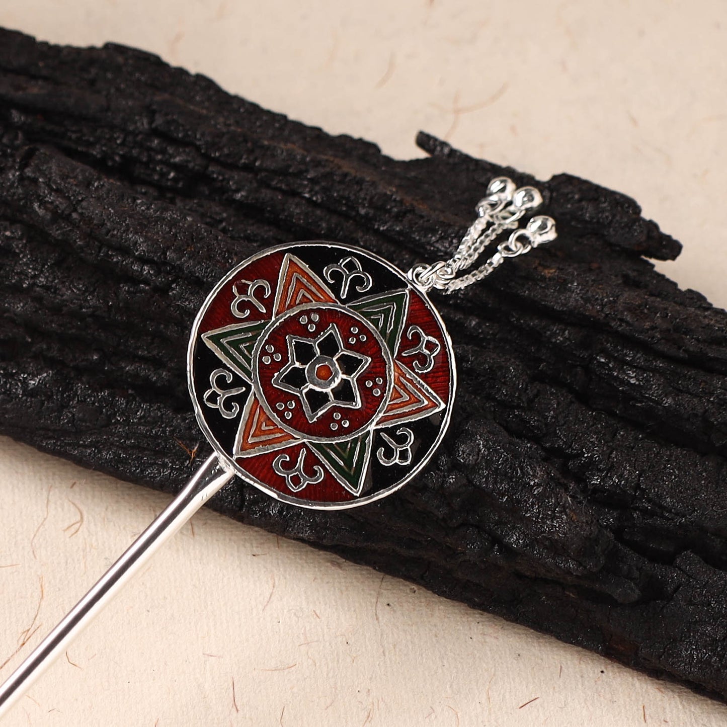 Handcrafted Paka Meenakari Metal Juda Pin 32