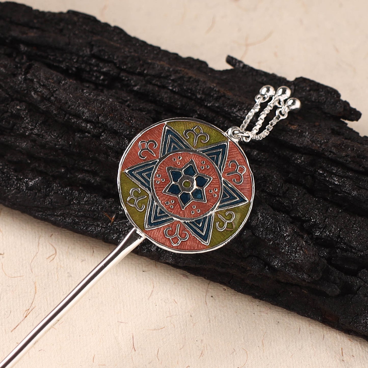 Handcrafted Paka Meenakari Metal Juda Pin 33