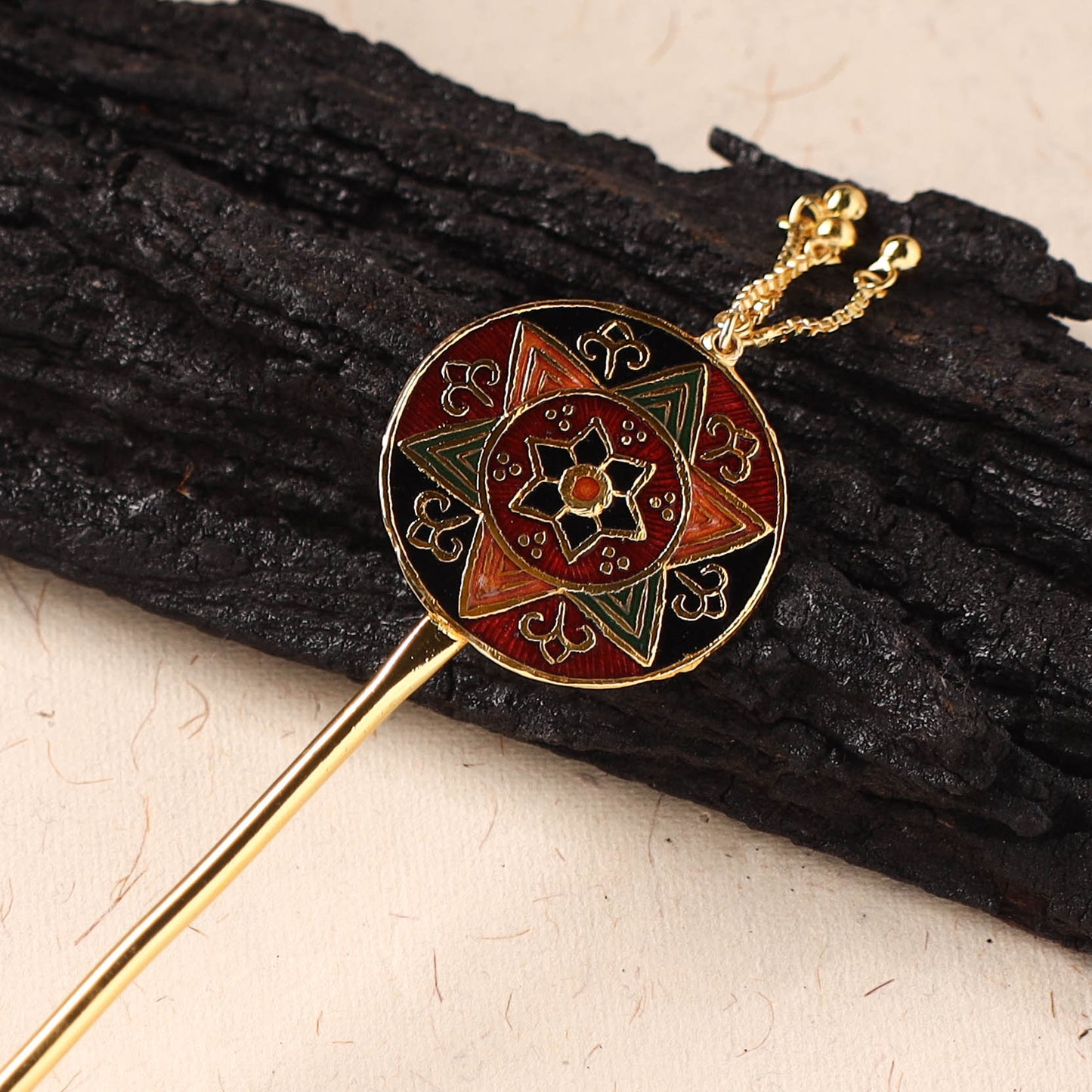 Handcrafted Paka Meenakari Metal Juda Pin 43