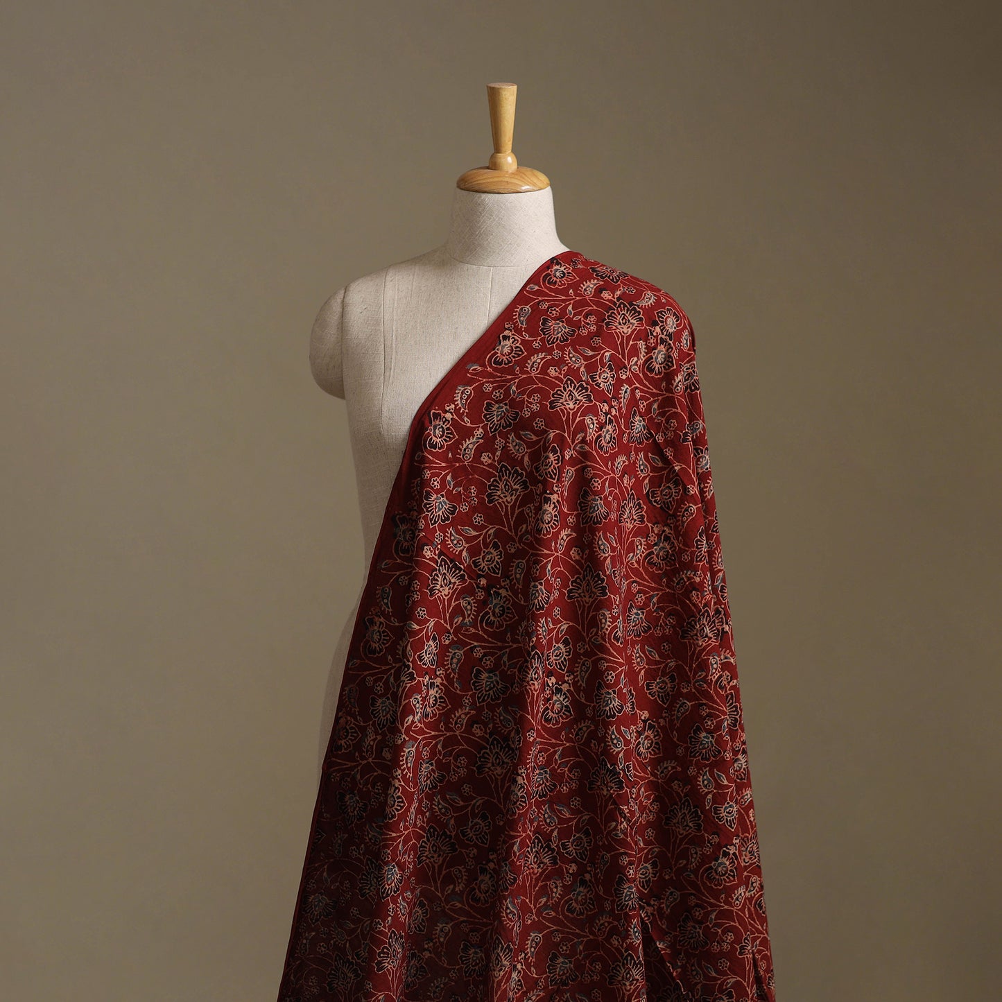 Red - Ajrakh Hand Block Print Natural Dyed Cotton Fabric 02