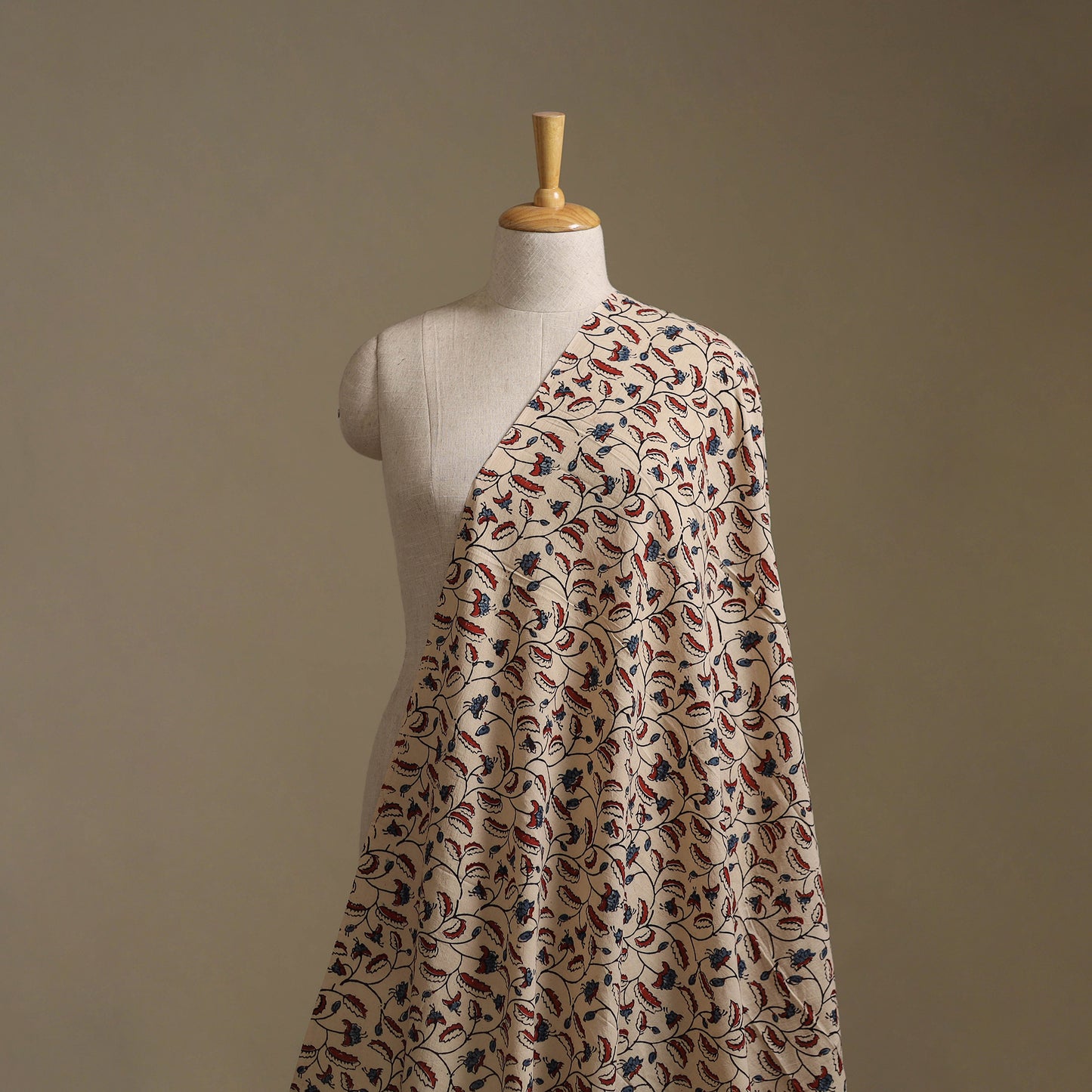 Cream - Ajrakh Hand Block Print Natural Dyed Cotton Fabric 05