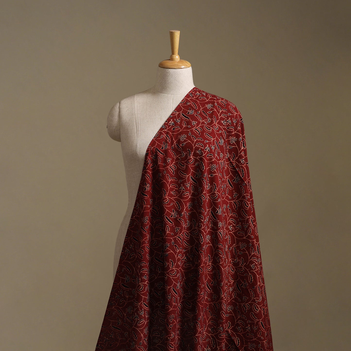 Maroon - Ajrakh Hand Block Print Natural Dyed Cotton Fabric 06