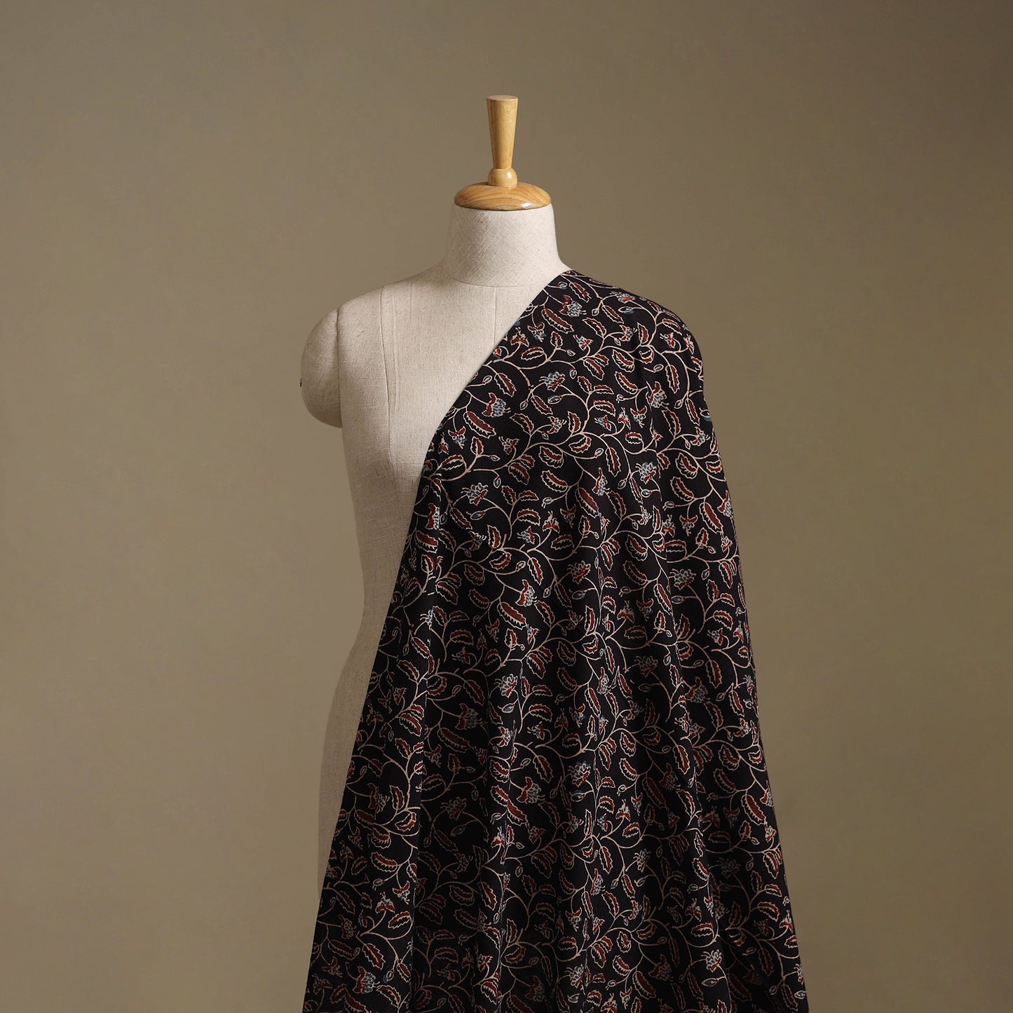 Black - Ajrakh Hand Block Print Natural Dyed Cotton Fabric 09