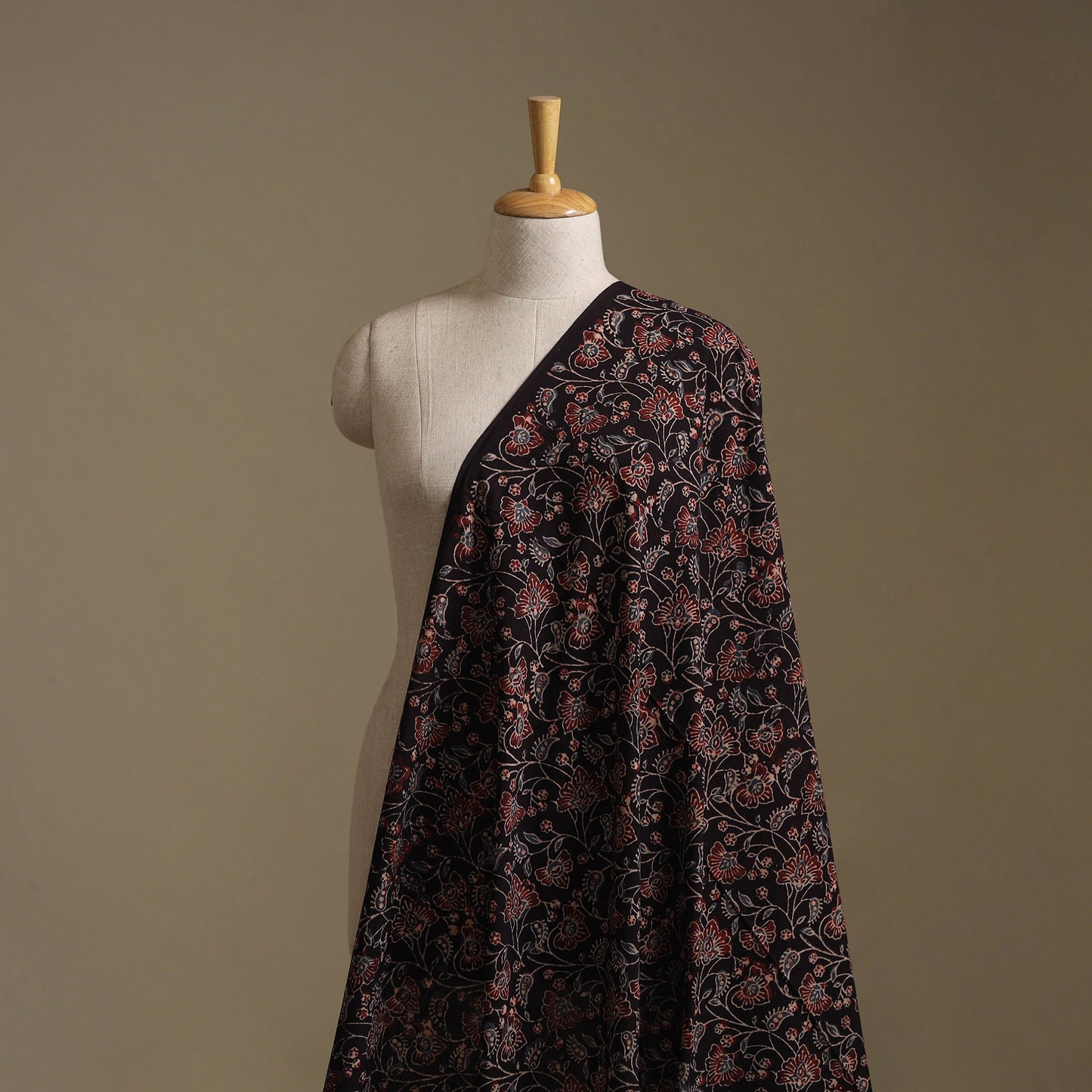 Black - Ajrakh Hand Block Print Natural Dyed Cotton Fabric 11