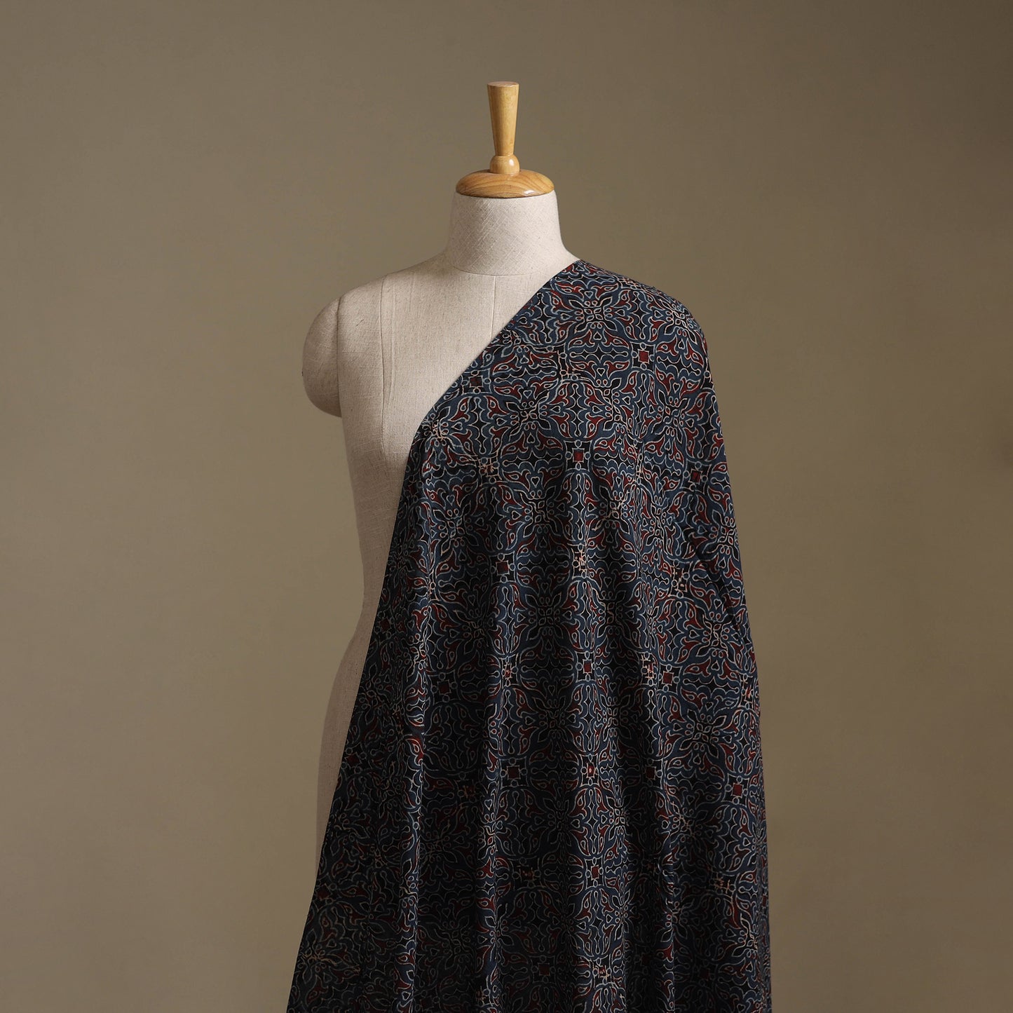 Blue - Ajrakh Hand Block Print Natural Dyed Cotton Fabric 20