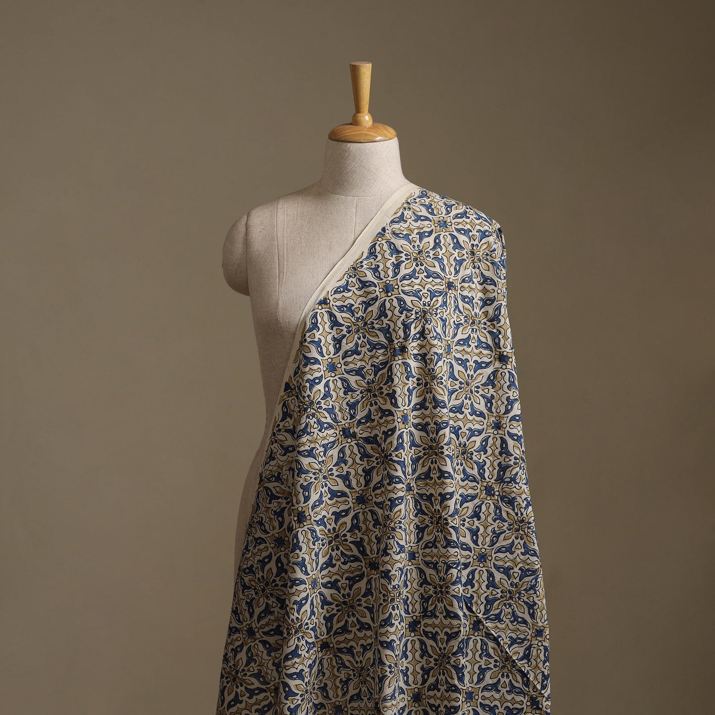 Cream - Ajrakh Hand Block Print Natural Dyed Cotton Fabric 23