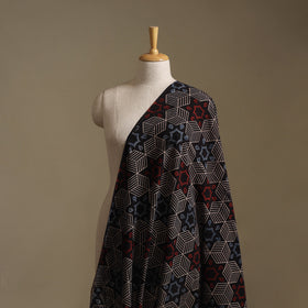 Black - Ajrakh Hand Block Print Natural Dyed Cotton Fabric 32