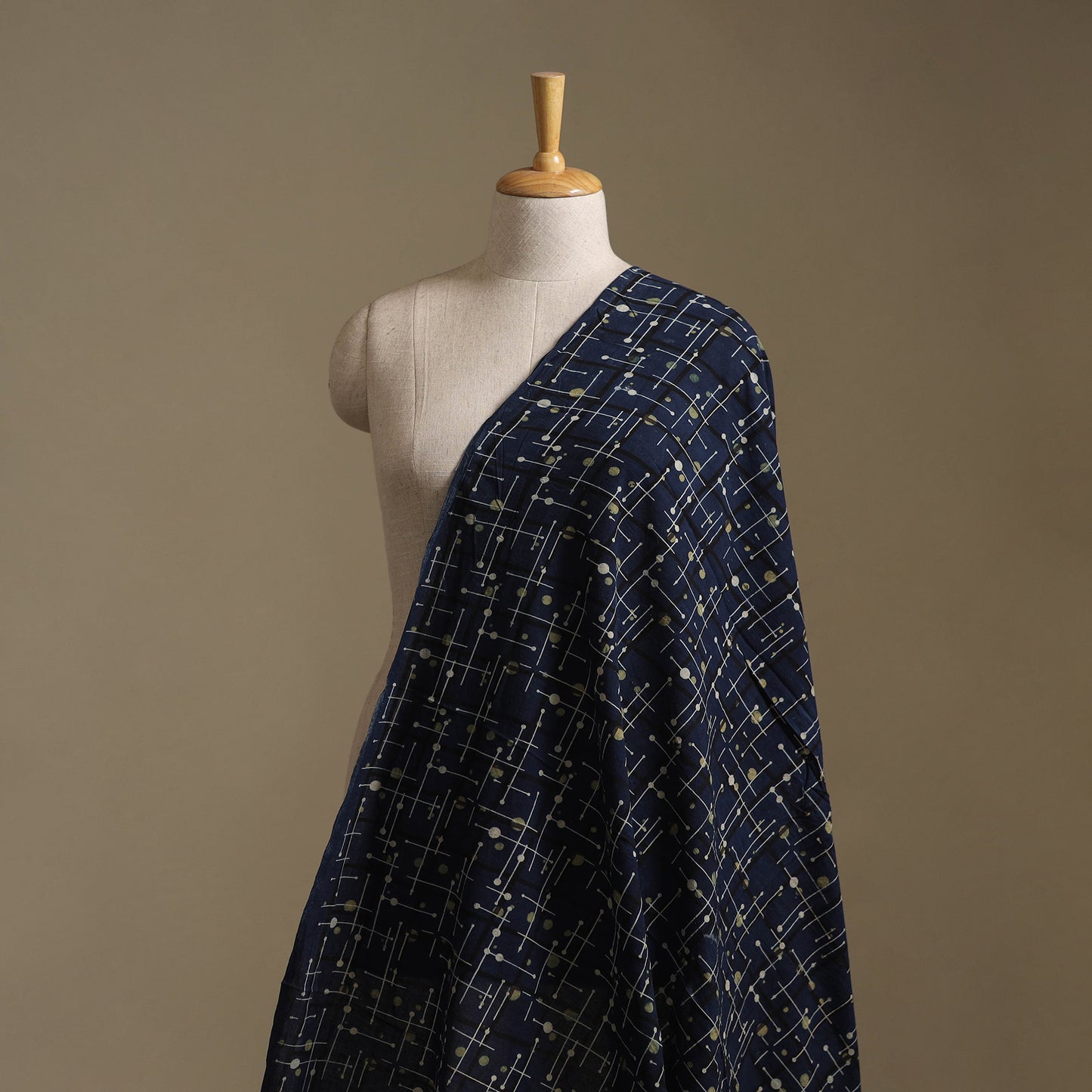 Blue - Ajrakh Hand Block Print Natural Dyed Cotton Fabric 35