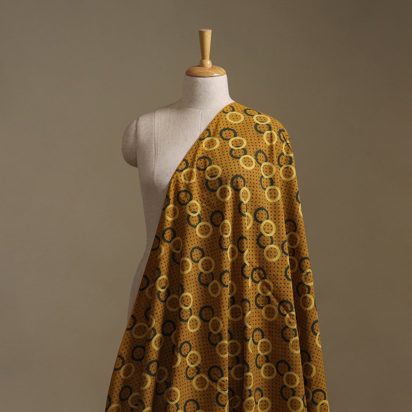 Yellow - Ajrakh Hand Block Print Natural Dyed Cotton Fabric 36