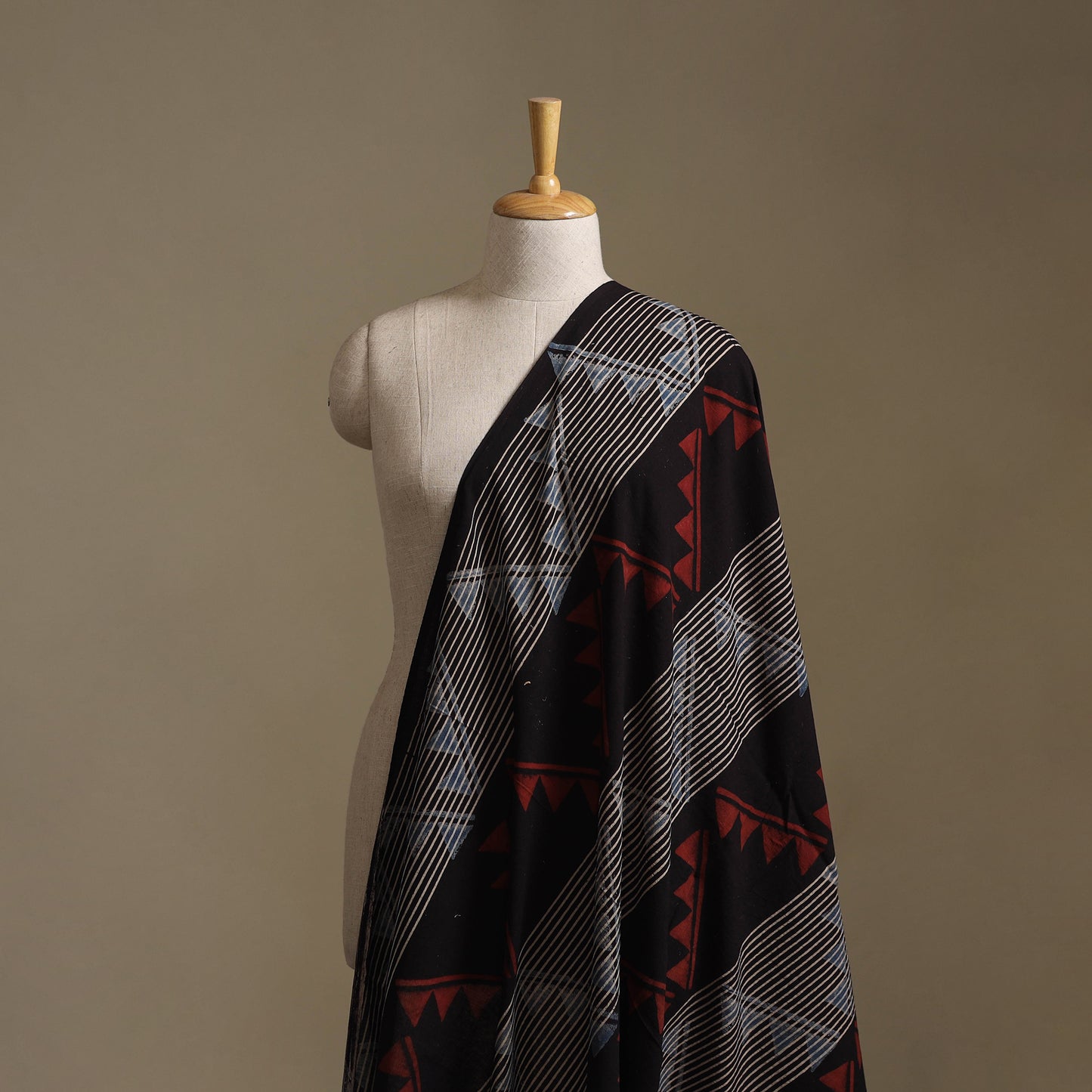 Black - Ajrakh Hand Block Print Natural Dyed Cotton Fabric 37