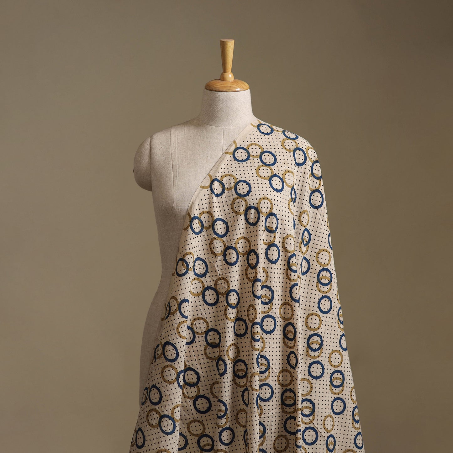 Cream - Ajrakh Hand Block Print Natural Dyed Cotton Fabric 39