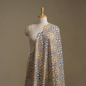 white - Ajrakh Hand Block Print Natural Dyed Cotton Fabric 41