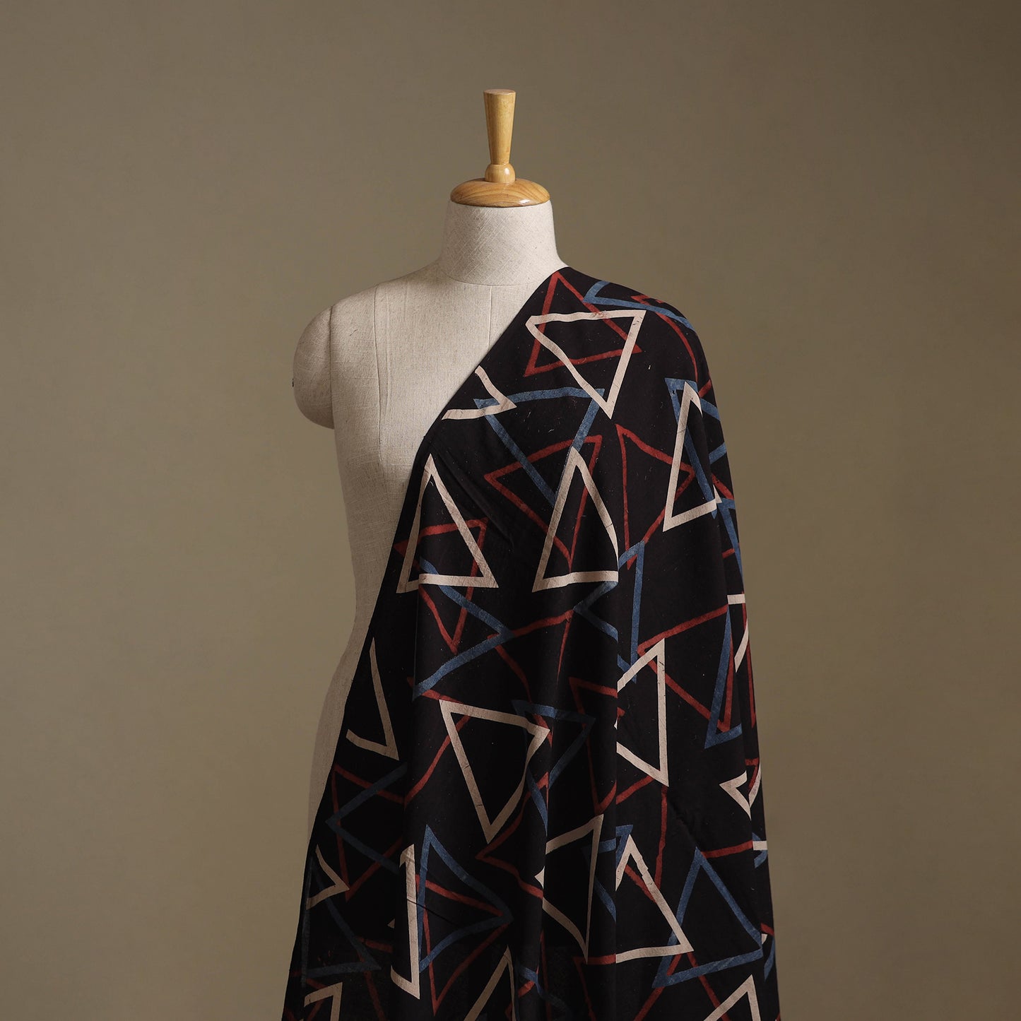 Black - Ajrakh Hand Block Print Natural Dyed Cotton Fabric 42