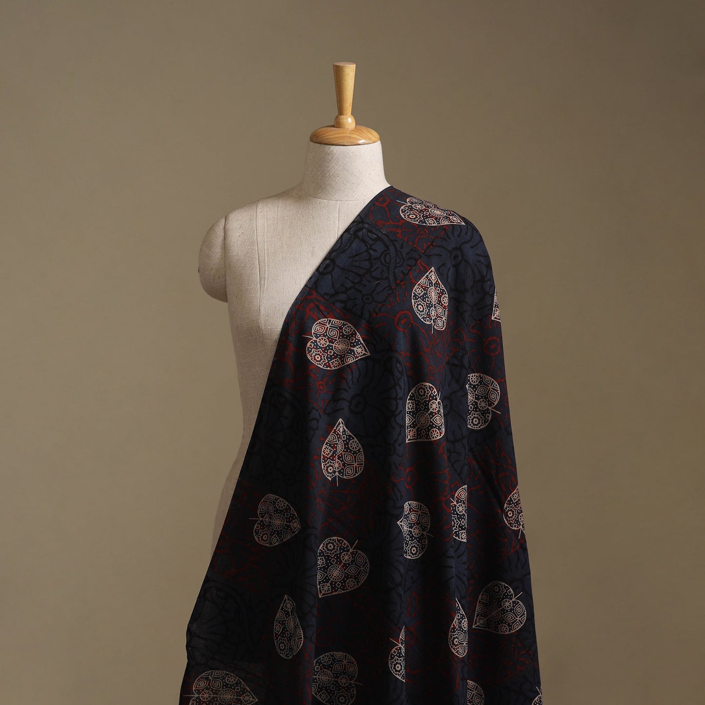 Black - Ajrakh Hand Block Print Natural Dyed Cotton Fabric 33