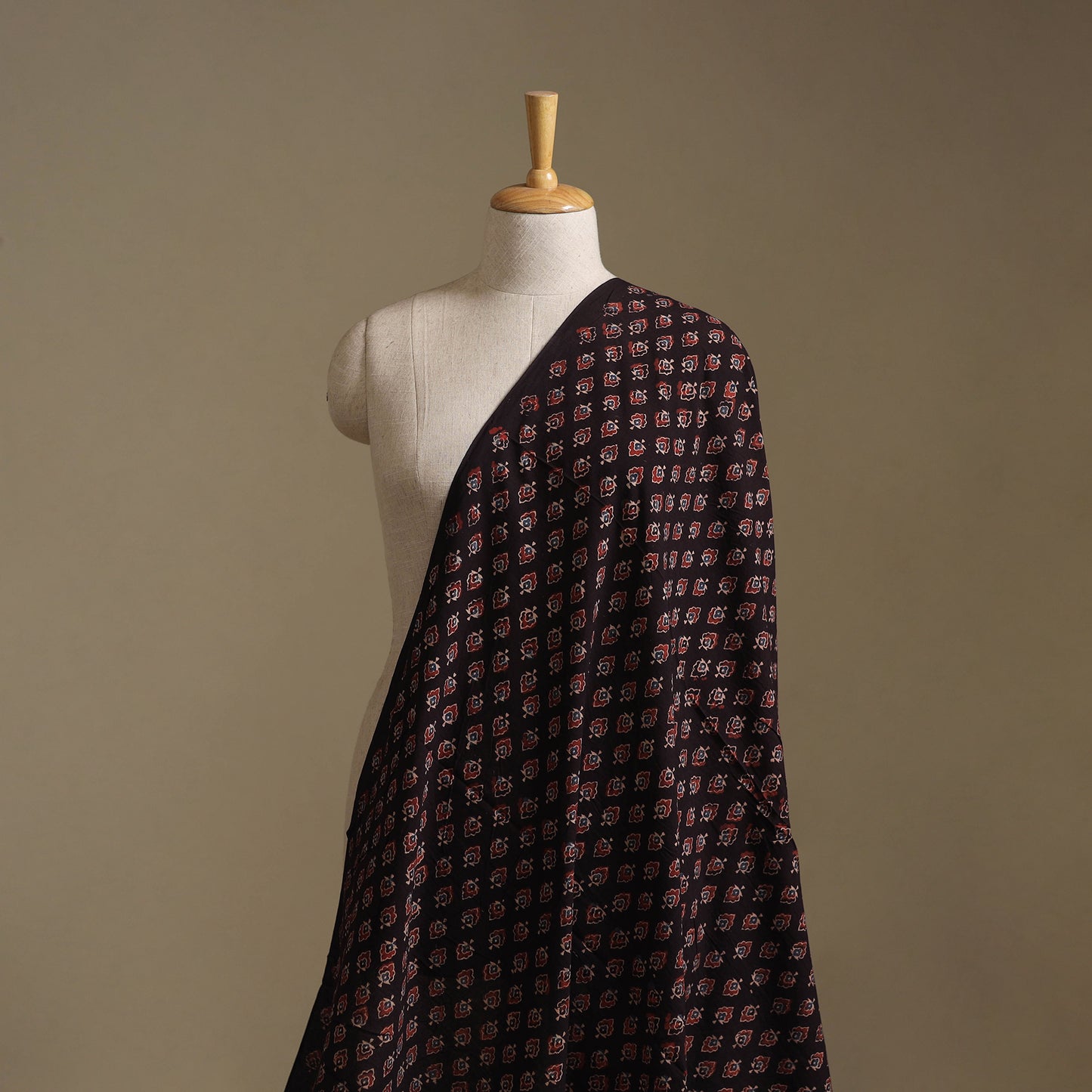 Maroon - Ajrakh Hand Block Print Natural Dyed Cotton Fabric 45