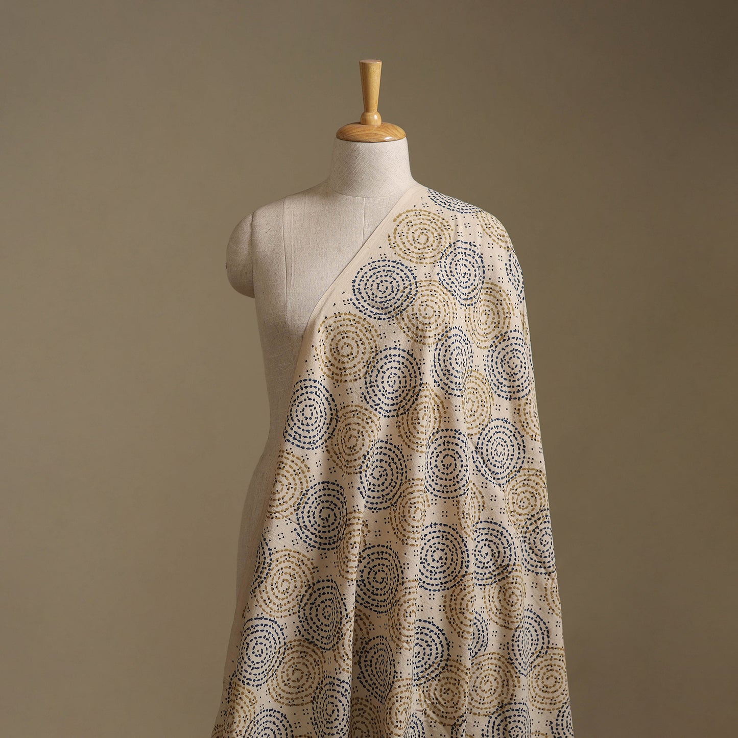 Cream - Ajrakh Hand Block Print Natural Dyed Cotton Fabric 47