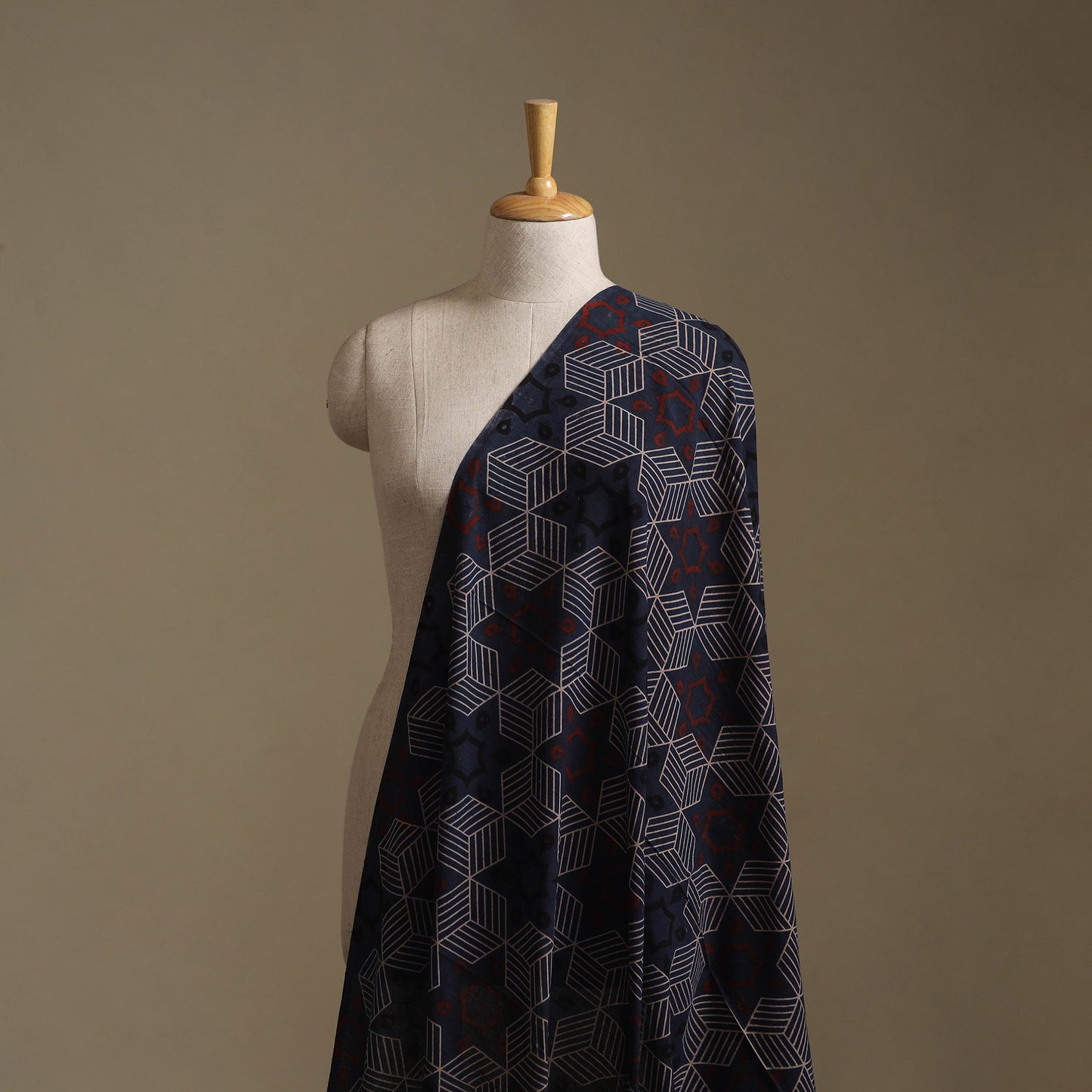 Blue - Ajrakh Hand Block Print Natural Dyed Cotton Fabric 52