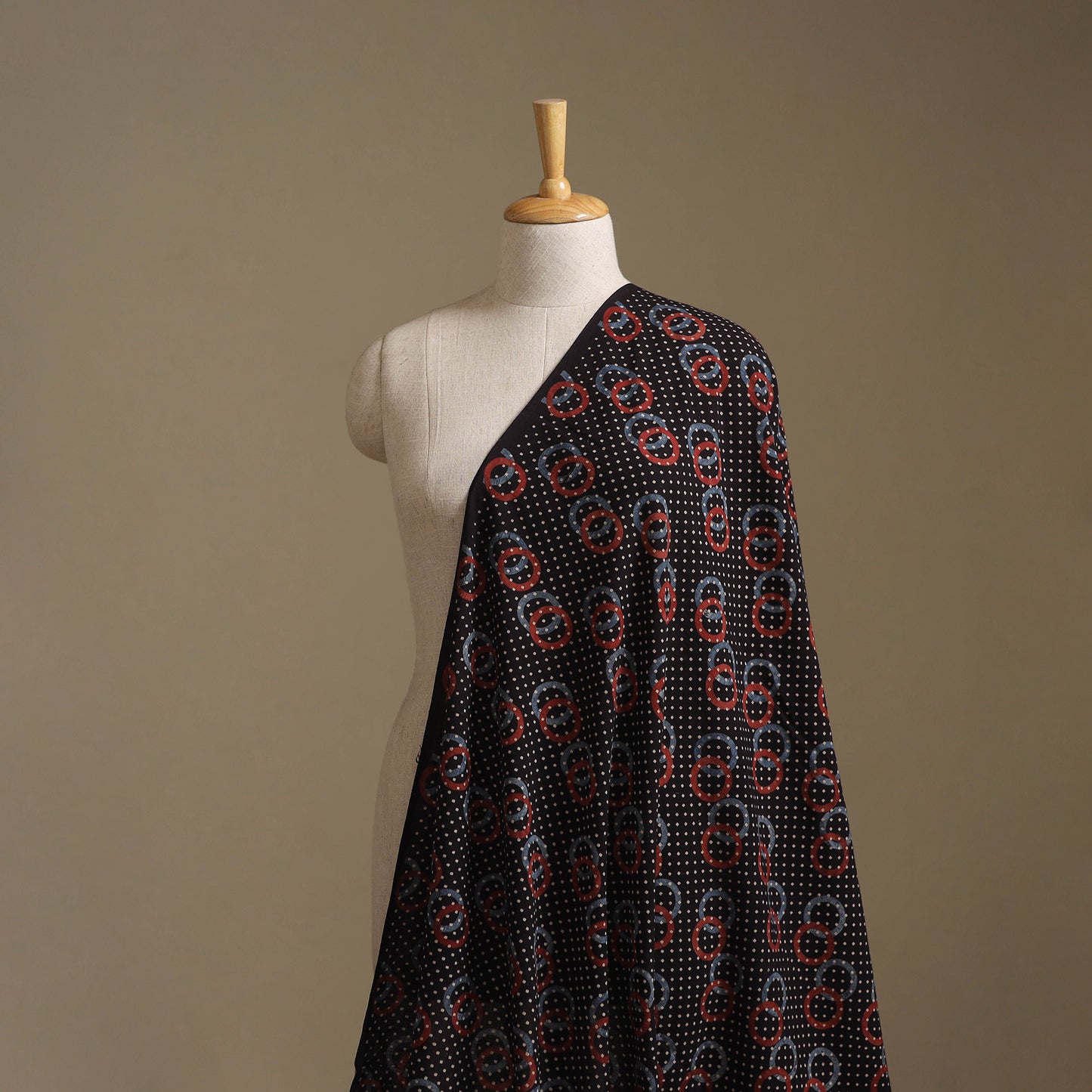 Black - Ajrakh Hand Block Print Natural Dyed Cotton Fabric 53