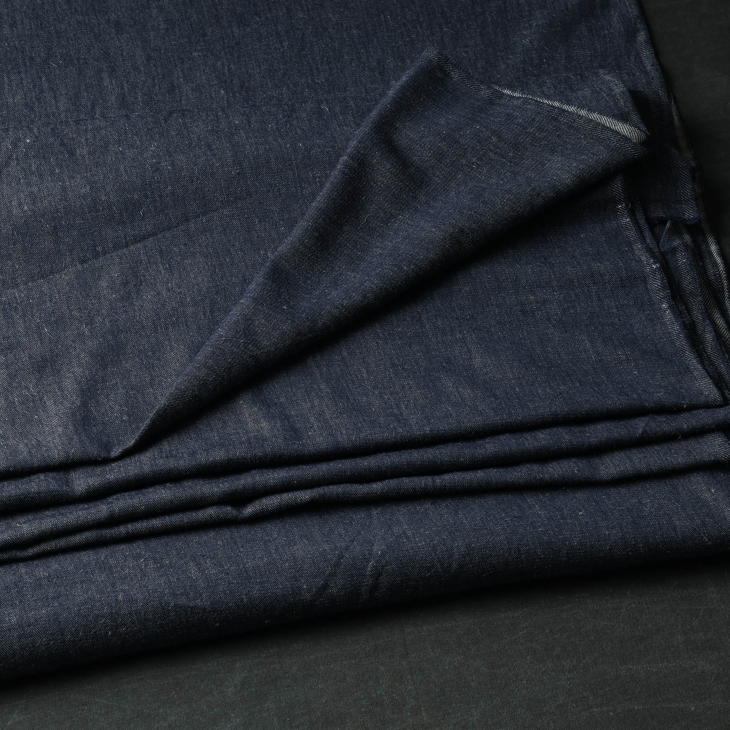 Black - 2/60 Cotton x 56 Count Burdwan Handspun Handwoven Cotton Denim Fabric