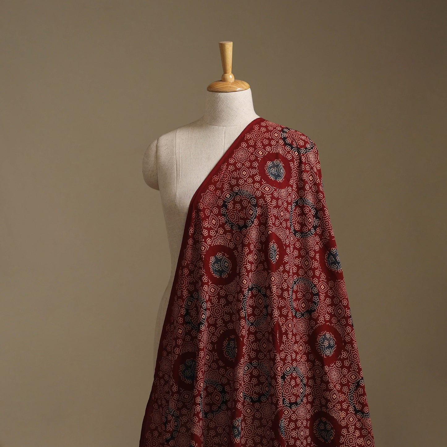 Red - Ajrakh Hand Block Print Natural Dyed Cotton Fabric 60