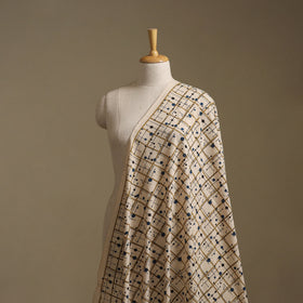 Beige - Ajrakh Hand Block Print Natural Dyed Cotton Fabric 68