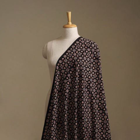 Black - Kutch Hand Block Ajrakh Print Natural Dyed Cotton Fabric 01