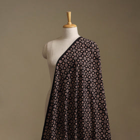 Black - Kutch Hand Block Ajrakh Print Natural Dyed Cotton Fabric 01