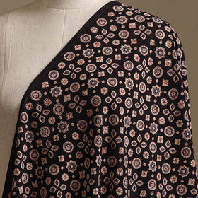 Black - Kutch Hand Block Ajrakh Print Natural Dyed Cotton Fabric 01