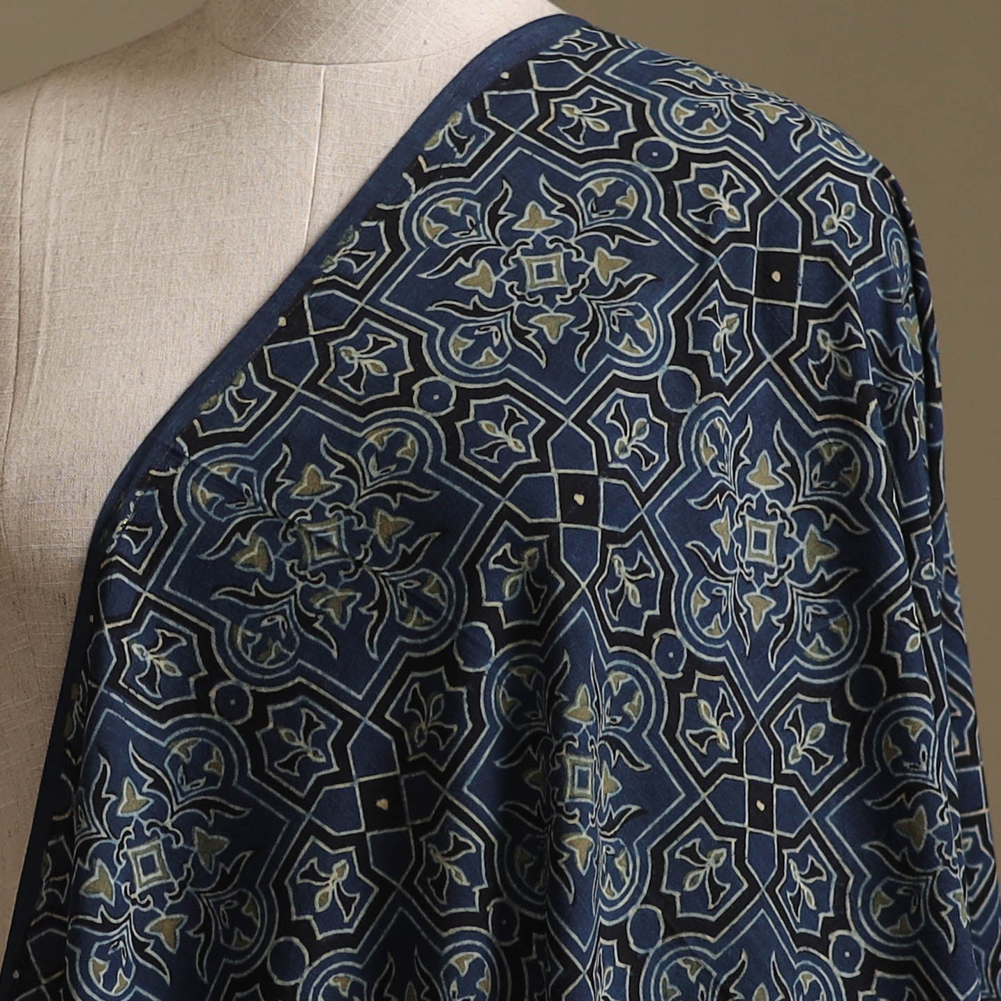 Kutch Hand Block Ajrakh Print Natural Dyed Cotton Fabric 03
