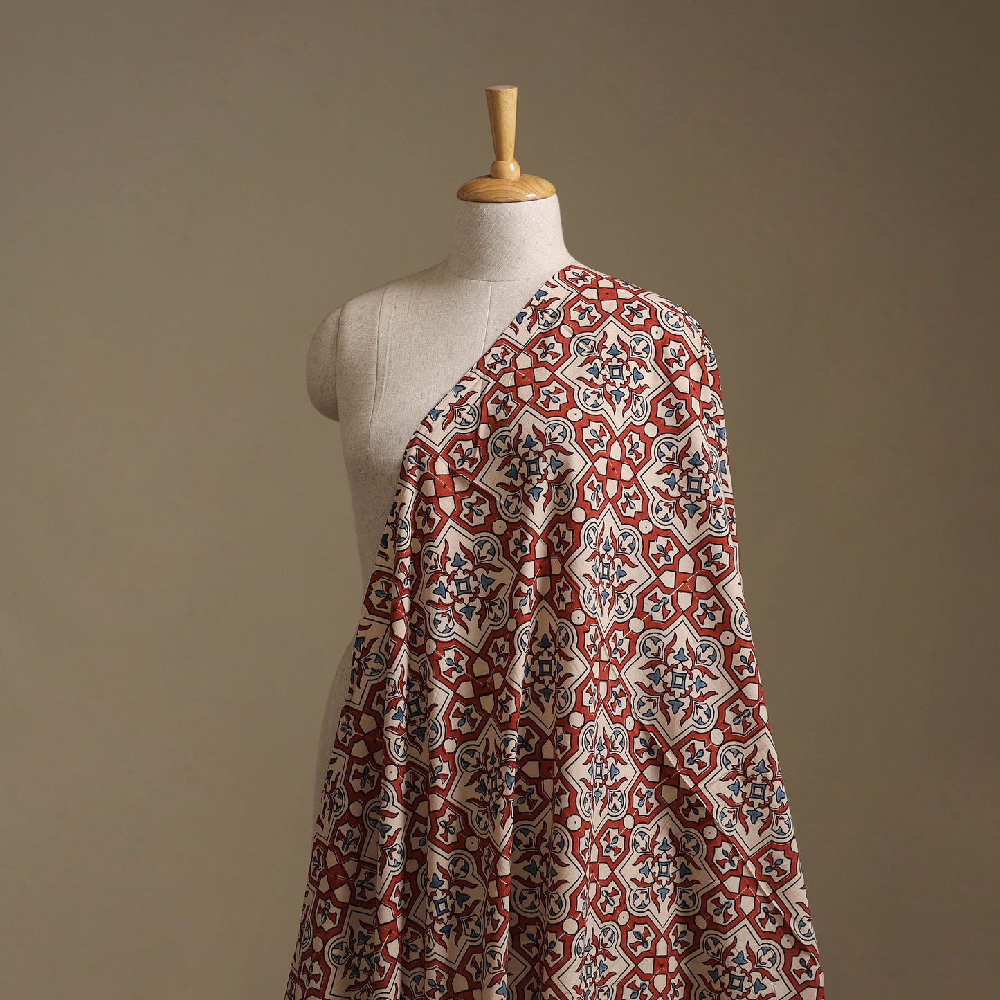 Maroon - Kutch Hand Block Ajrakh Print Natural Dyed Cotton Fabric 05