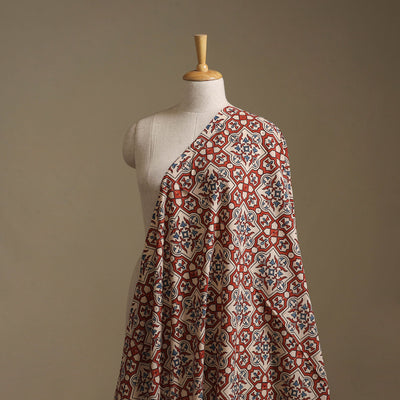 Maroon - Kutch Hand Block Ajrakh Print Natural Dyed Cotton Fabric 05