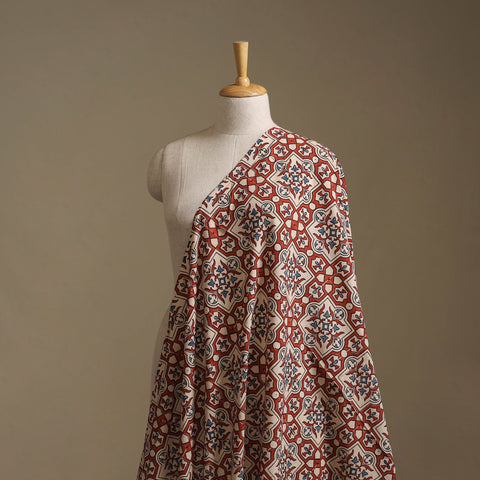 Maroon - Kutch Hand Block Ajrakh Print Natural Dyed Cotton Fabric 05