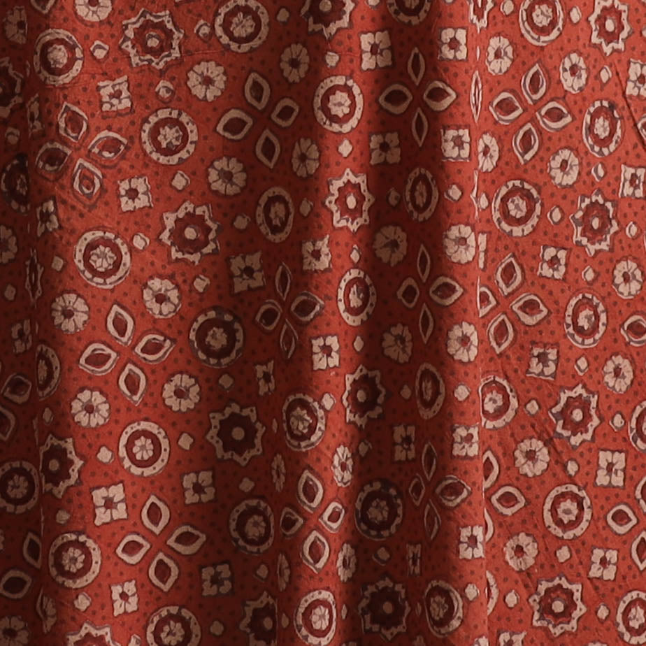 Red - Kutch Hand Block Ajrakh Print Natural Dyed Cotton Fabric 06