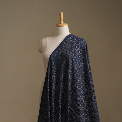 Blue - Kutch Hand Block Ajrakh Print Natural Dyed Cotton Fabric 07