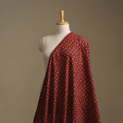 Red - Kutch Hand Block Ajrakh Print Natural Dyed Cotton Fabric 09