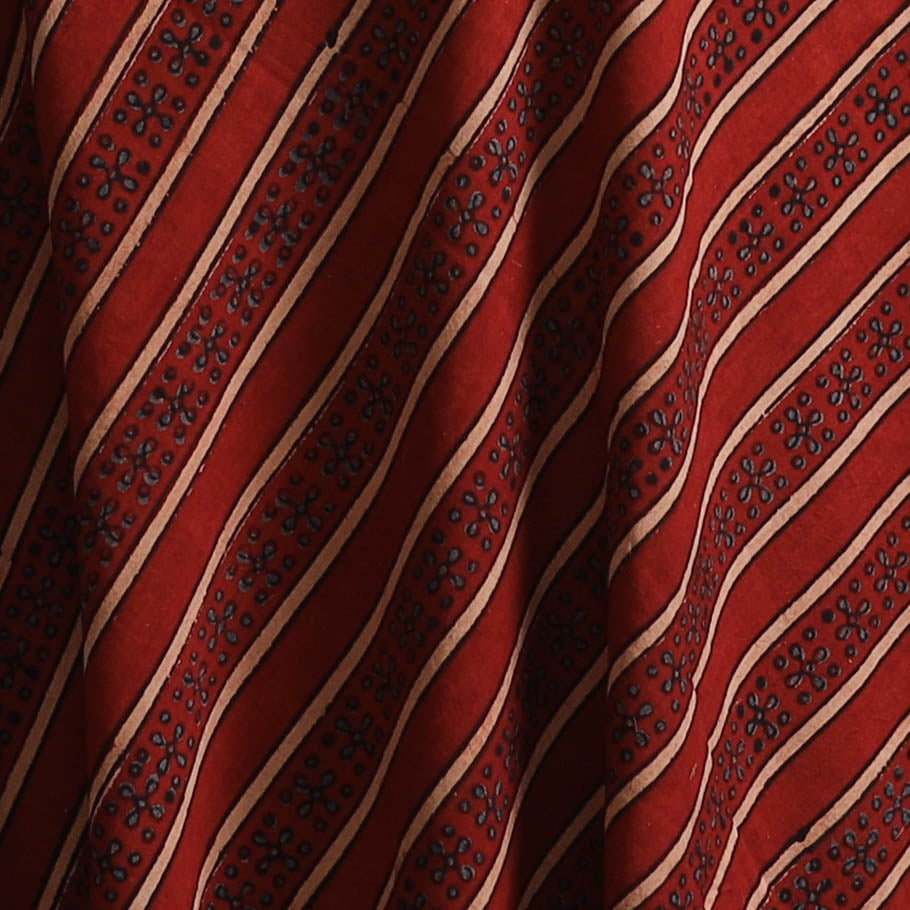 Red - Kutch Hand Block Ajrakh Print Natural Dyed Cotton Fabric 10