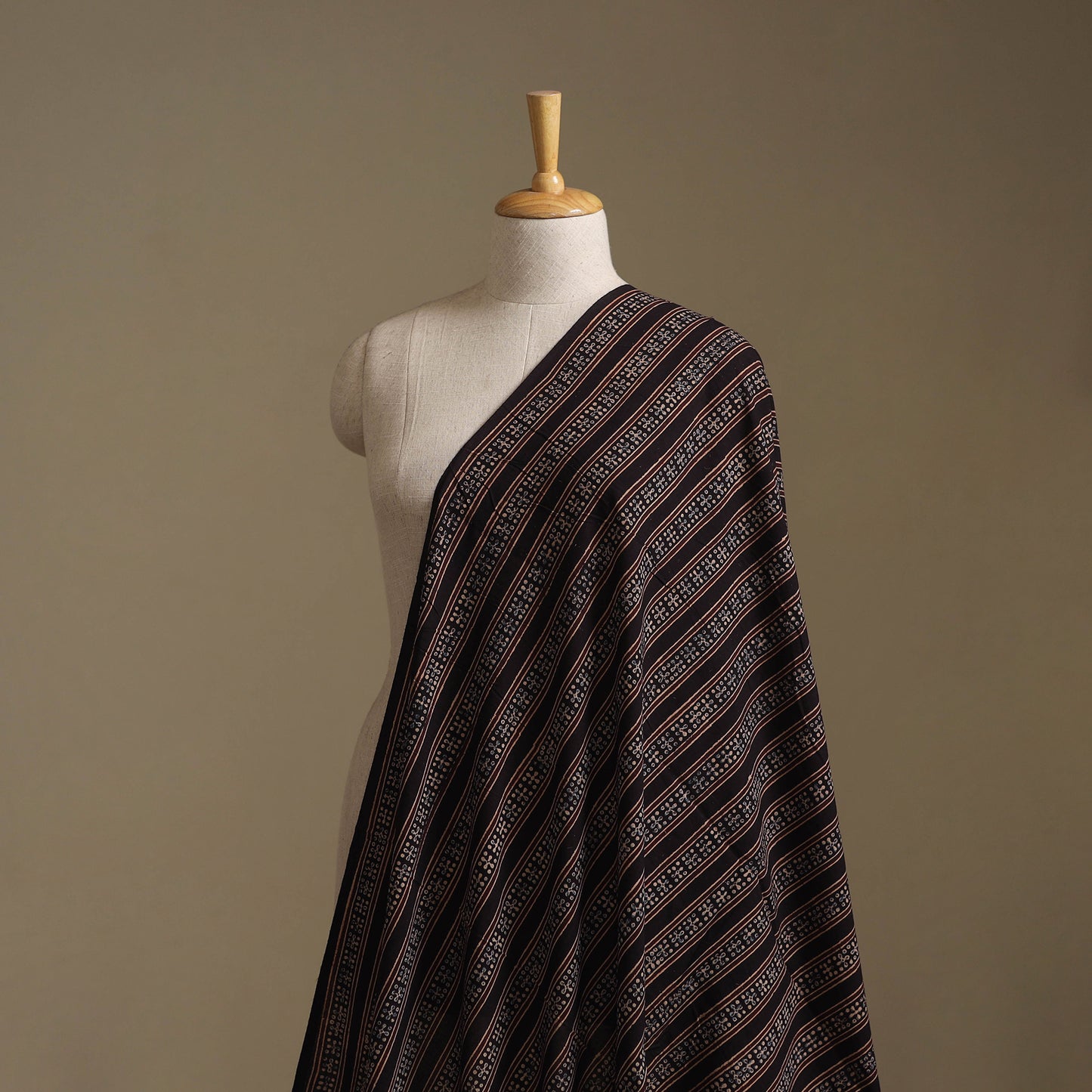 Black - Kutch Hand Block Ajrakh Print Natural Dyed Cotton Fabric 11