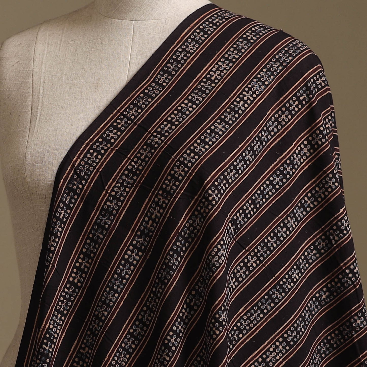 Black - Kutch Hand Block Ajrakh Print Natural Dyed Cotton Fabric 11