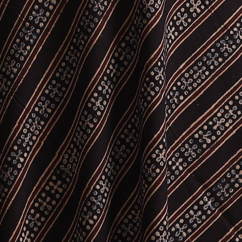 Black - Kutch Hand Block Ajrakh Print Natural Dyed Cotton Fabric 11