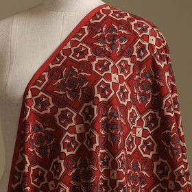 Red - Kutch Hand Block Ajrakh Print Natural Dyed Cotton Fabric 12