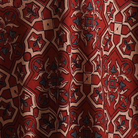 Red - Kutch Hand Block Ajrakh Print Natural Dyed Cotton Fabric 12