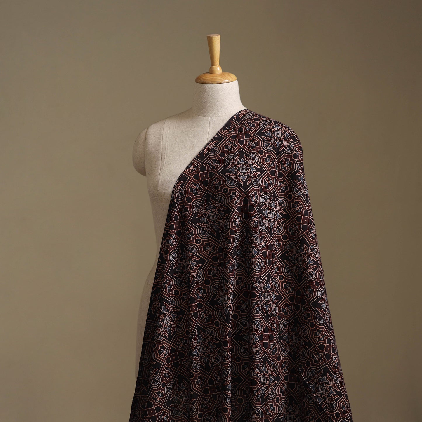 Maroon - Kutch Hand Block Ajrakh Print Natural Dyed Cotton Fabric 13