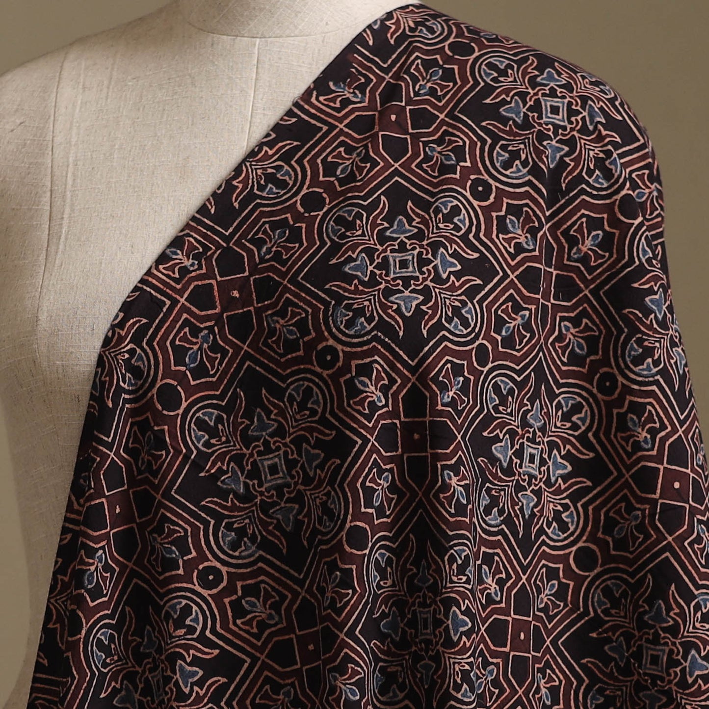Maroon - Kutch Hand Block Ajrakh Print Natural Dyed Cotton Fabric 13