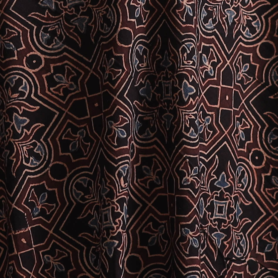 Maroon - Kutch Hand Block Ajrakh Print Natural Dyed Cotton Fabric 13