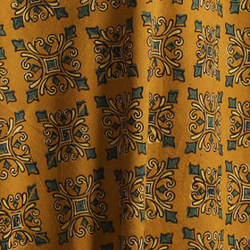 Yellow - Kutch Hand Block Ajrakh Print Natural Dyed Cotton Fabric 14