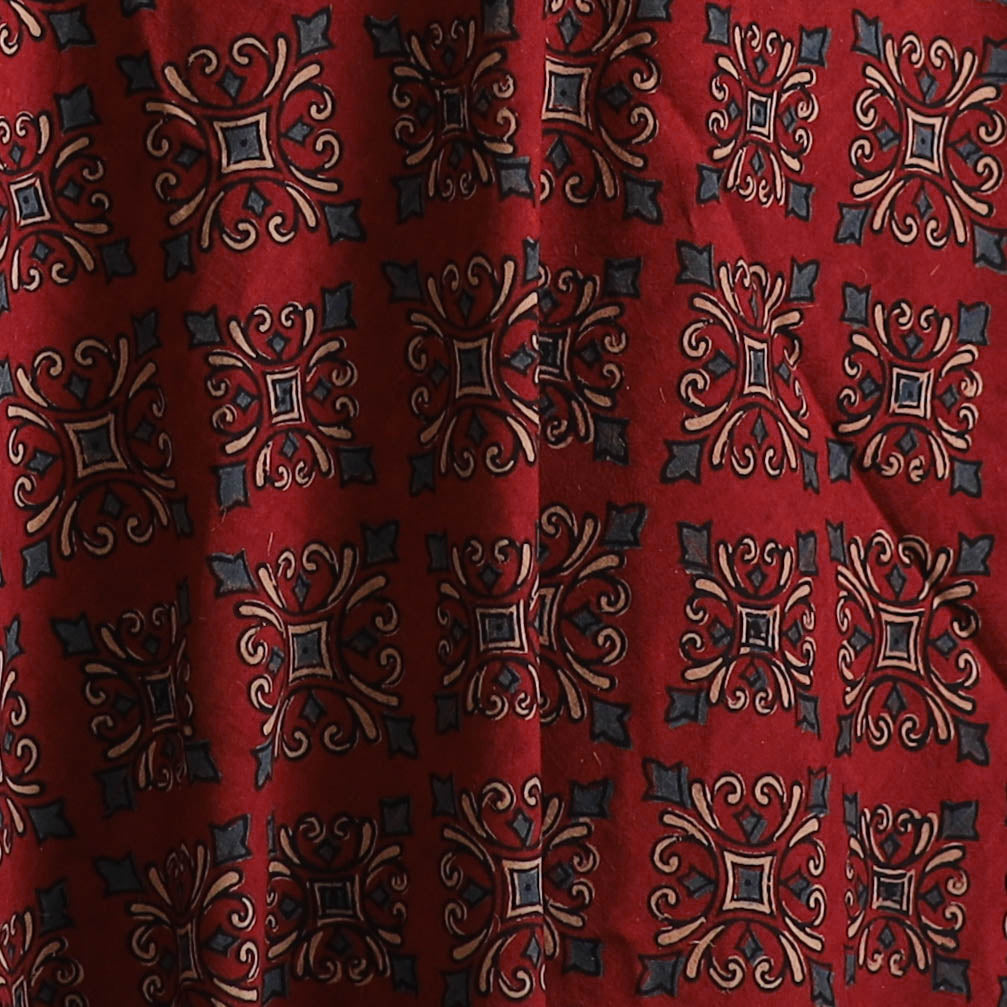 Kutch Hand Block Ajrakh Print Natural Dyed Cotton Fabric 15