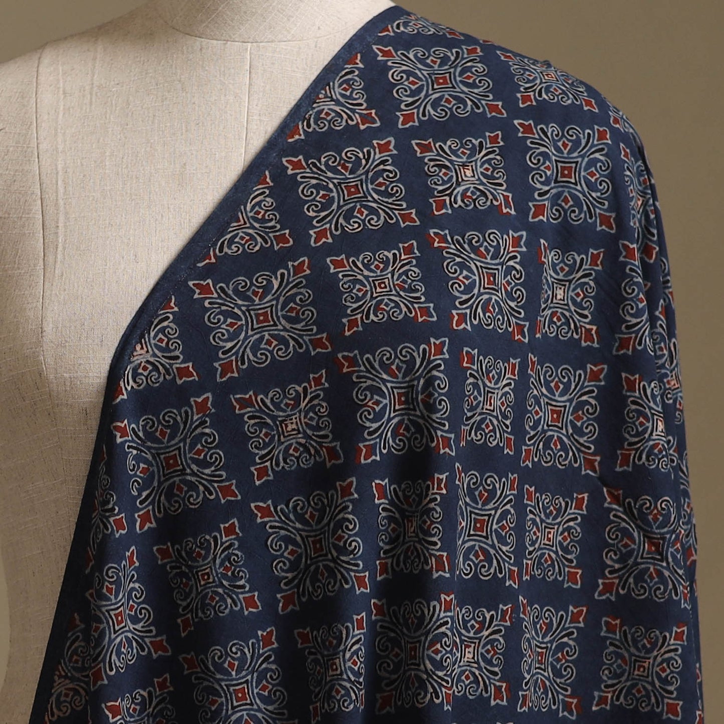 Kutch Hand Block Ajrakh Print Natural Dyed Cotton Fabric 16
