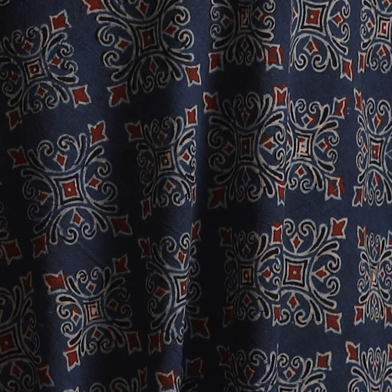 Kutch Hand Block Ajrakh Print Natural Dyed Cotton Fabric 16